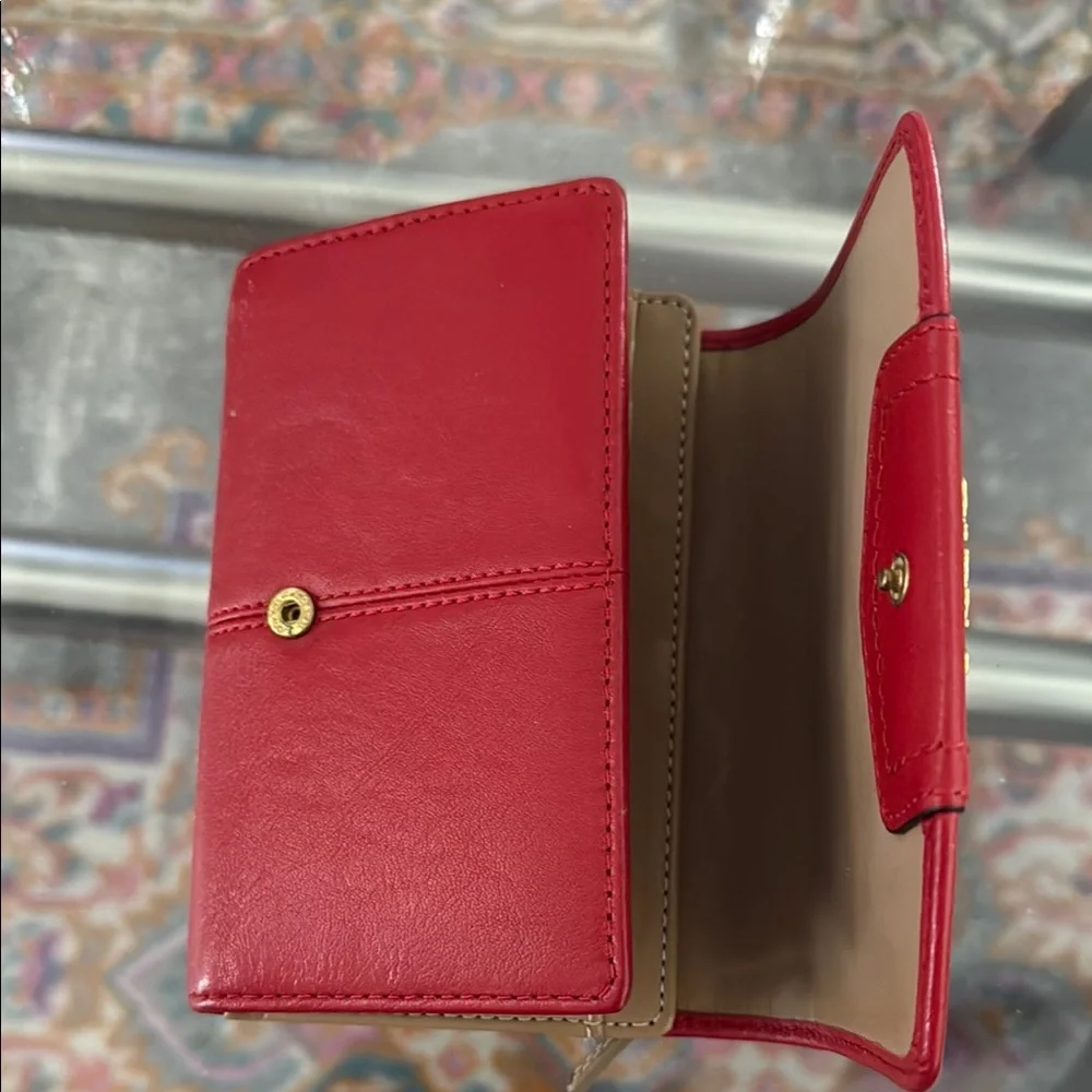 Coach Red Leather Wallet with Gold Logo - Picture 3 of 5